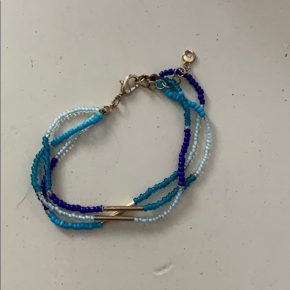 Blue and Gold Beaded Bracelet